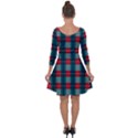 Pattern Texture Plaid Quarter Sleeve Skater Dress View2