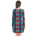 Pattern Texture Plaid Long Sleeve V-neck Flare Dress View2