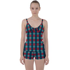 Pattern Texture Plaid Tie Front Two Piece Tankini by Mariart