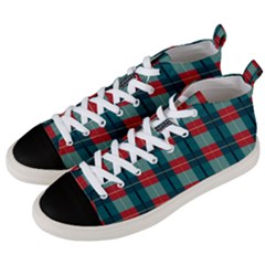 Pattern Texture Plaid Men s Mid-top Canvas Sneakers