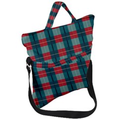 Pattern Texture Plaid Fold Over Handle Tote Bag