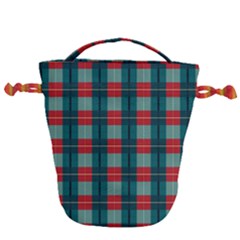 Pattern Texture Plaid Drawstring Bucket Bag