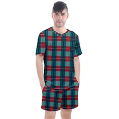 Pattern Texture Plaid Men s Mesh Tee And Shorts Set