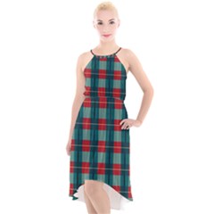 Pattern Texture Plaid High-low Halter Chiffon Dress  by Mariart