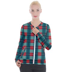 Pattern Texture Plaid Casual Zip Up Jacket