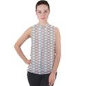 Pattern Line Background Wallpaper Mock Neck Chiffon Sleeveless Top View1