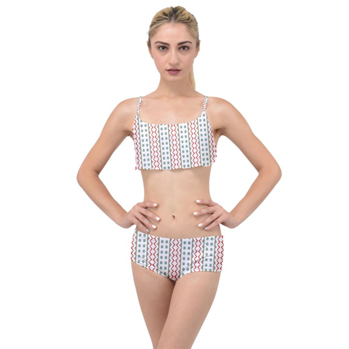 Pattern Line Background Wallpaper Layered Top Bikini Set