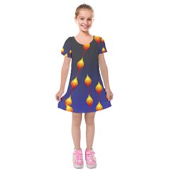 Flower Buds Floral Night Kids  Short Sleeve Velvet Dress