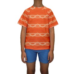 Pattern Orange Kids  Short Sleeve Swimwear