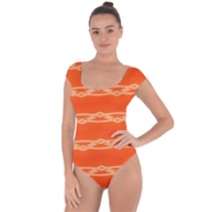 Pattern Orange Short Sleeve Leotard 