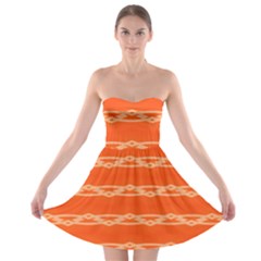 Pattern Orange Strapless Bra Top Dress