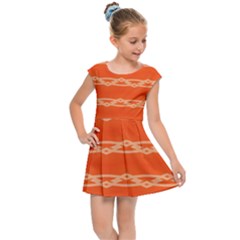 Pattern Orange Kids  Cap Sleeve Dress