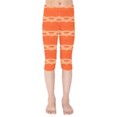 Pattern Orange Kids  Capri Leggings 