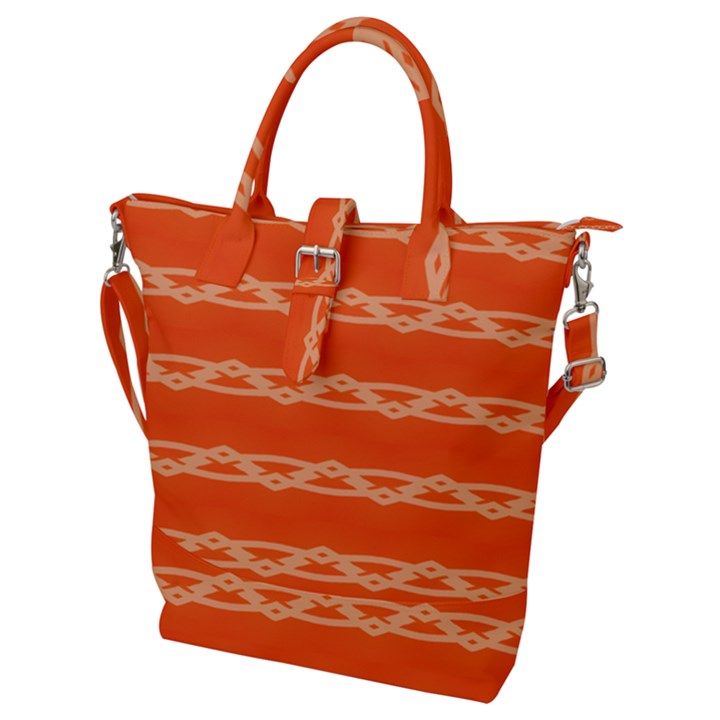 Pattern Orange Buckle Top Tote Bag