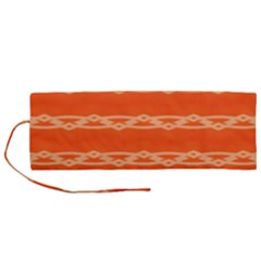 Pattern Orange Roll Up Canvas Pencil Holder (m)