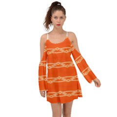 Pattern Orange Kimono Sleeves Boho Dress by HermanTelo