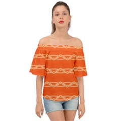 Pattern Orange Off Shoulder Short Sleeve Top