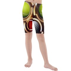 Sport Ball Tennis Golf Football Kids  Mid Length Swim Shorts by HermanTelo