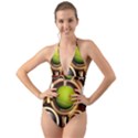 Sport Ball Tennis Golf Football Halter Cut-Out One Piece Swimsuit View1