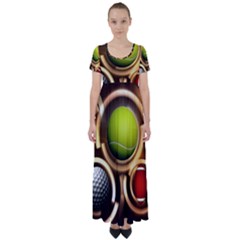 Sport Ball Tennis Golf Football High Waist Short Sleeve Maxi Dress