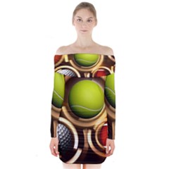 Sport Ball Tennis Golf Football Long Sleeve Off Shoulder Dress