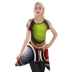 Sport Ball Tennis Golf Football Short Sleeve Side Drop Tunic