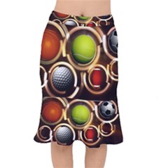 Sport Ball Tennis Golf Football Short Mermaid Skirt by HermanTelo