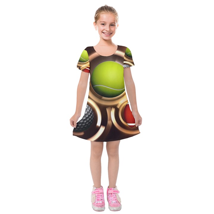 Sport Ball Tennis Golf Football Kids  Short Sleeve Velvet Dress