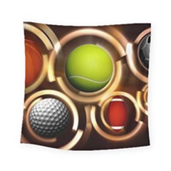 Sport Ball Tennis Golf Football Square Tapestry (small)