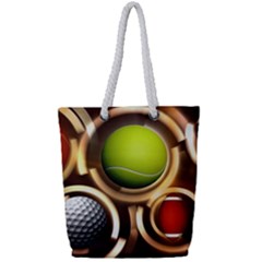 Sport Ball Tennis Golf Football Full Print Rope Handle Tote (small) by HermanTelo