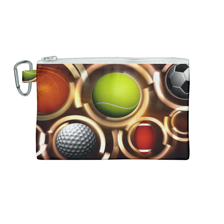 Sport Ball Tennis Golf Football Canvas Cosmetic Bag (Medium)