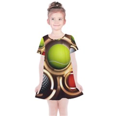 Sport Ball Tennis Golf Football Kids  Simple Cotton Dress by HermanTelo