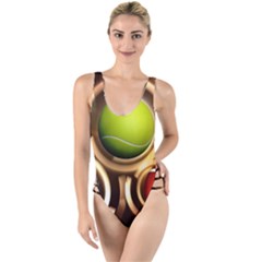 Sport Ball Tennis Golf Football High Leg Strappy Swimsuit by HermanTelo