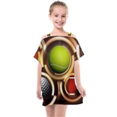 Sport Ball Tennis Golf Football Kids  One Piece Chiffon Dress by HermanTelo