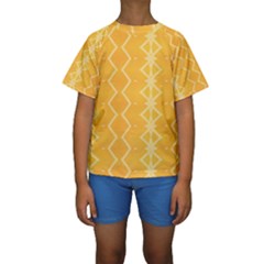 Pattern Yellow Kids  Short Sleeve Swimwear