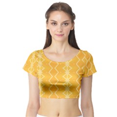 Pattern Yellow Short Sleeve Crop Top