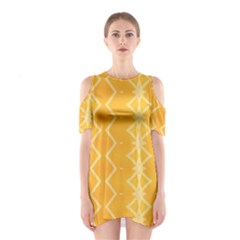 Pattern Yellow Shoulder Cutout One Piece Dress