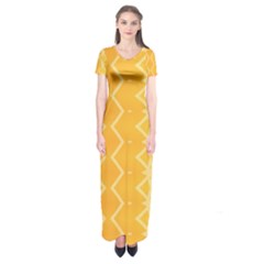 Pattern Yellow Short Sleeve Maxi Dress