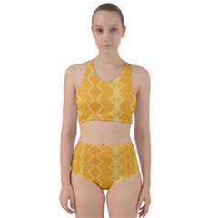 Pattern Yellow Racer Back Bikini Set