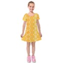 Pattern Yellow Kids  Short Sleeve Velvet Dress View1