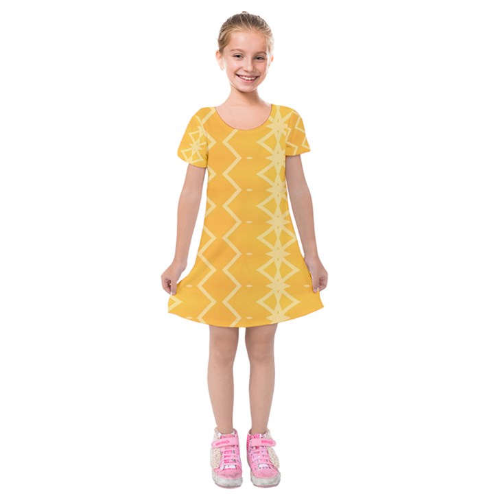 Pattern Yellow Kids  Short Sleeve Velvet Dress