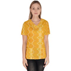 Pattern Yellow Women s V-neck Scrub Top