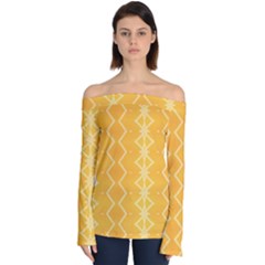 Pattern Yellow Off Shoulder Long Sleeve Top by HermanTelo