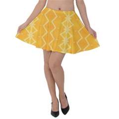 Pattern Yellow Velvet Skater Skirt by HermanTelo