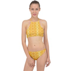 Pattern Yellow Racer Front Bikini Set