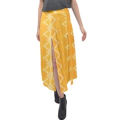 Pattern Yellow Velour Split Maxi Skirt