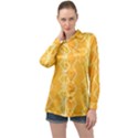 Pattern Yellow Long Sleeve Satin Shirt View1