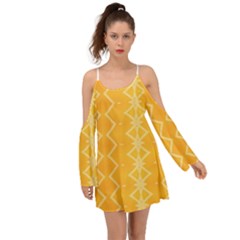 Pattern Yellow Kimono Sleeves Boho Dress