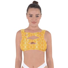 Pattern Yellow Bandaged Up Bikini Top