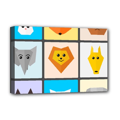 Animals Cute Flat Cute Animals Deluxe Canvas 18  X 12  (stretched)